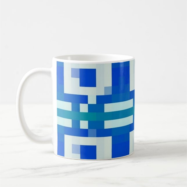 Caneca de Café com Padrão Geométrico de Arte Pixel (Esquerda)