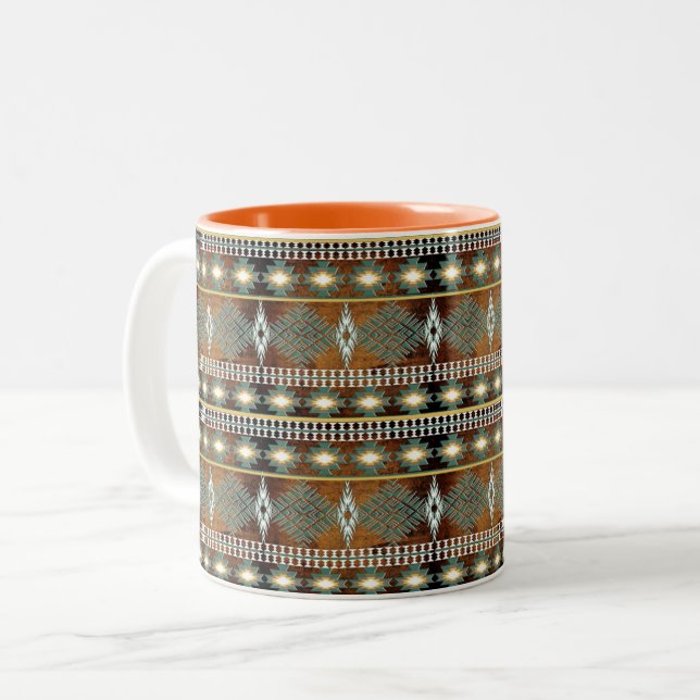 Caneca de café com padrão tribal do sudoeste (Frente Esquerda)