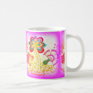 caneca de café com palmeira de tipo hippie rancho