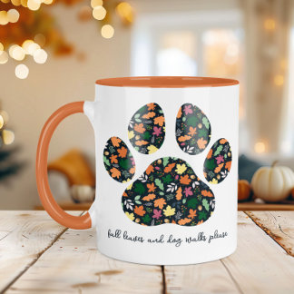 Caneca de Café com Pegada de Pata Outono Fofa para