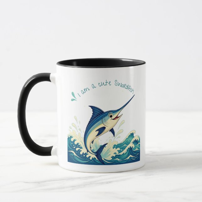 Caneca de Café com Peixe-Espada Saltitante Fofa (Esquerda)