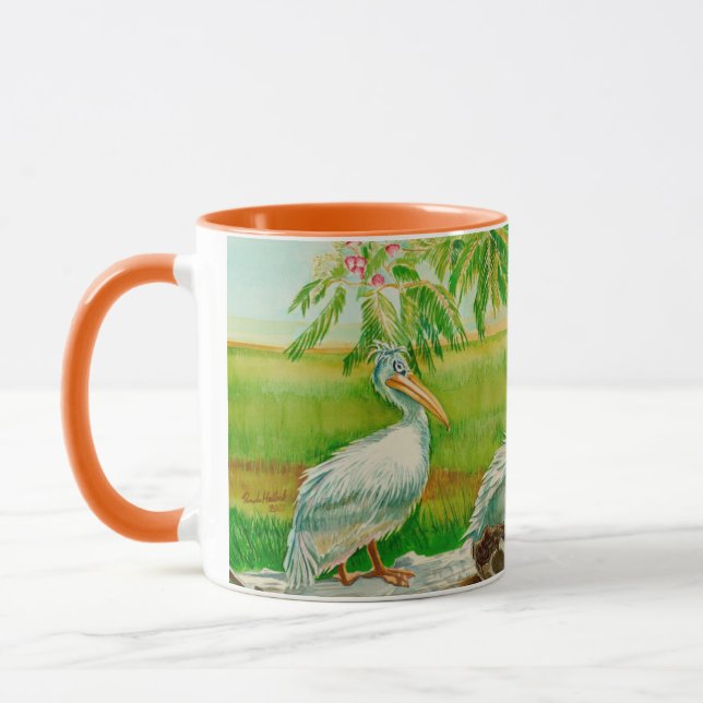 Caneca de café com pelicanos, pássaros, animais de (Esquerda)