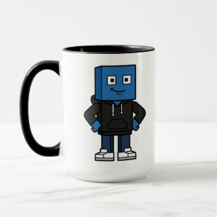 Caneca de café com personagem de bloco de jogos az