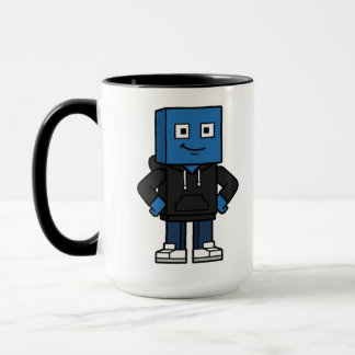 Caneca de café com personagem de bloco de jogos az