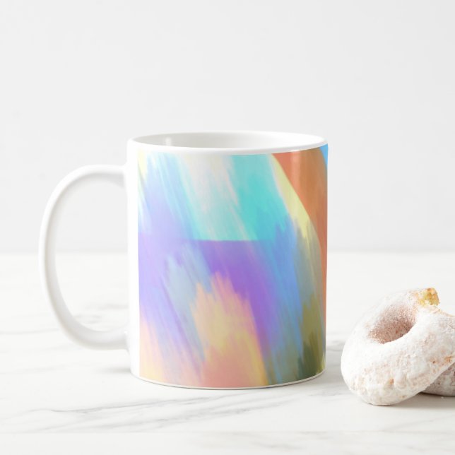 Caneca de Café com Pinceladas de Arte Abstrata (Com Donut)