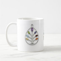Caneca de Café com Pingente de Prata Árvore da Vid