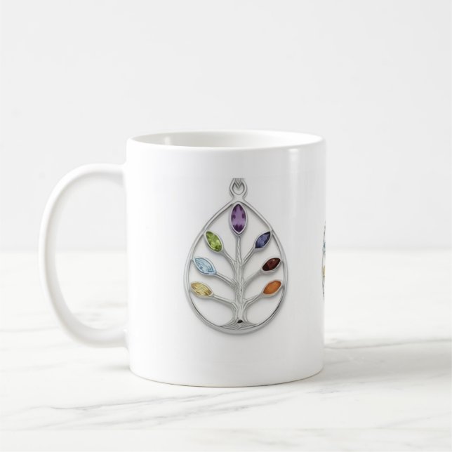 Caneca de Café com Pingente de Prata Árvore da Vid (Esquerda)
