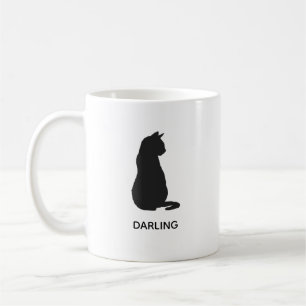 Caneca de Café com Pintura de Gato Preto e Nome Pe