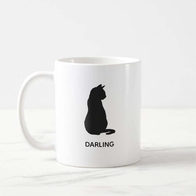 Caneca de Café com Pintura de Gato Preto e Nome Pe (Esquerda)