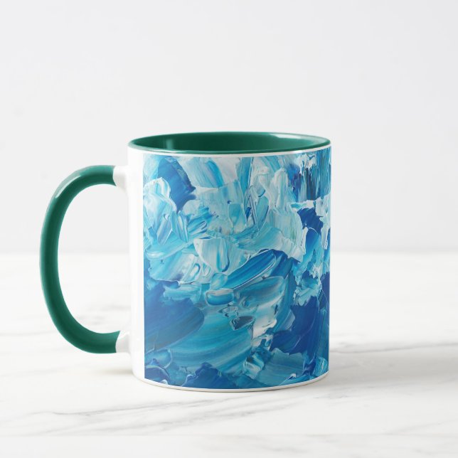 Caneca de Café com Pintura em Aquarela Azul e Alça (Esquerda)