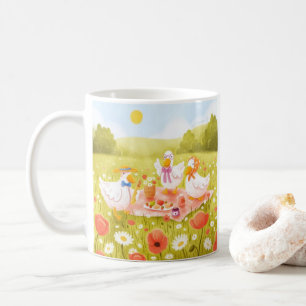 Caneca de Café com Piquenique Matinal e Patos Fofo