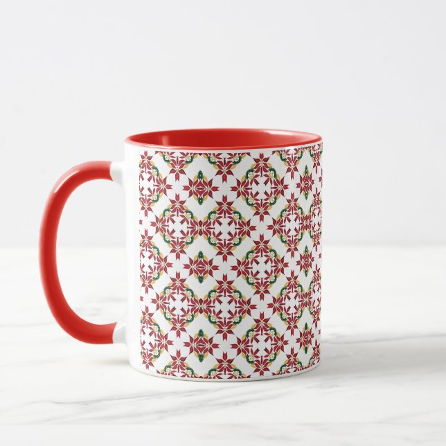 caneca de café com poinsettia de natal (Esquerda)
