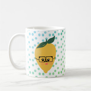 Caneca de Café com Pontos de Limão de Verão em Des