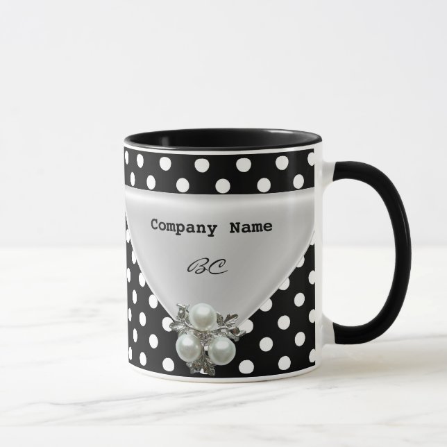 Caneca de Café com Pontos Pretos Pérola Grande (Direita)