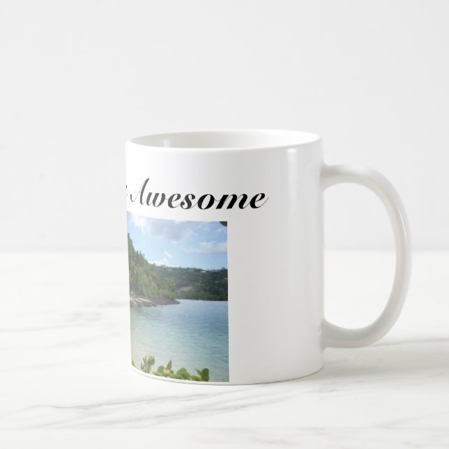 Caneca de café com praia e citações de Jamaica (Direita)