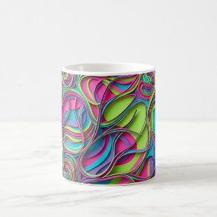 Caneca de Café com Rede de Cérebro Neon Abstrato