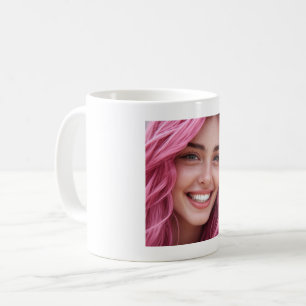Caneca de Café com Retrato de Mulher Sorrindo de C
