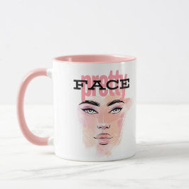 Caneca de café com rosto abstrato bonito