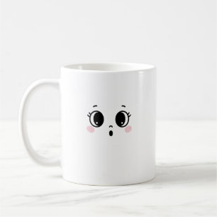 Caneca de Café com Rosto Anime Surpreso Fofo