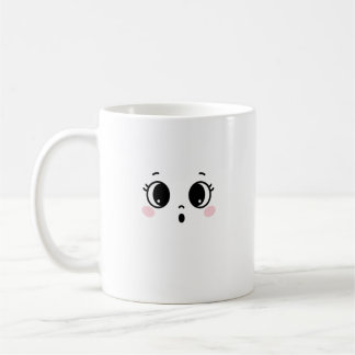 Caneca de Café com Rosto Anime Surpreso Fofo