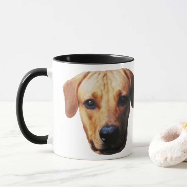 Caneca de café com rosto de cachorro personalizado (Com Donut)