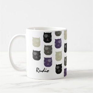 Caneca de Café com Rosto de Gatinho Fofo e Nome de
