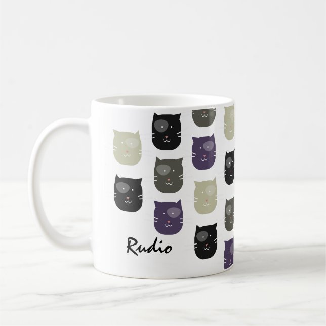 Caneca de Café com Rosto de Gatinho Fofo e Nome de (Esquerda)