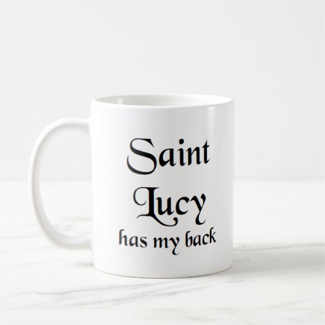 caneca de café com santo lucy (Esquerda)