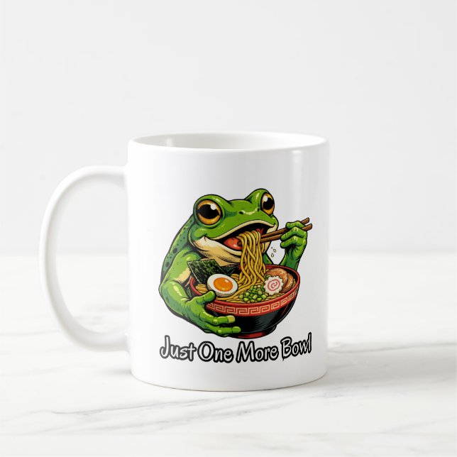 Caneca de Café com Sapo Fofo Comendo Macarrão (Esquerda)