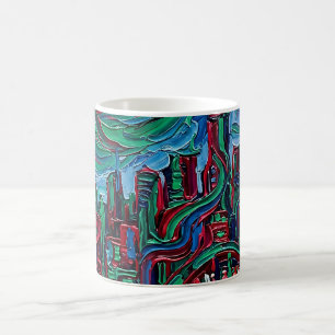 Caneca de Café com Silhueta da Cidade em Tons de J