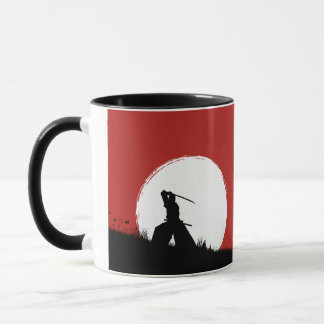 Caneca de Café com Silhueta de Guerreiro Samurai J