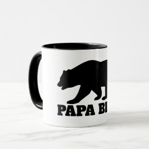 Caneca de café com silhueta de urso Papa com maníp