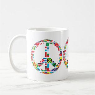 caneca de café com símbolo da paz
