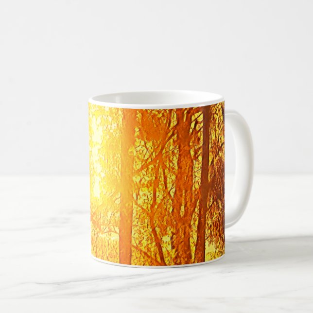 Caneca de café com sol e árvores (Frente Esquerda)