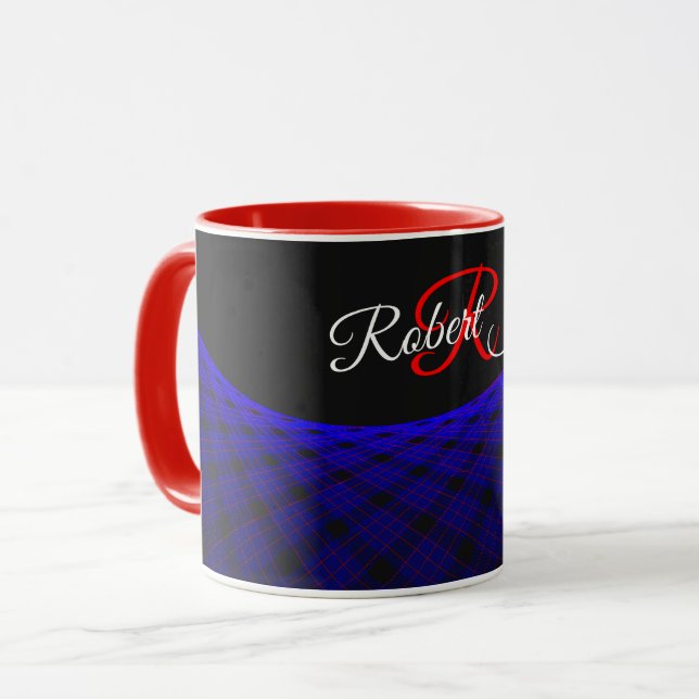 Caneca de Café com Tapete de Espaço Geométrico (Frente Esquerda)