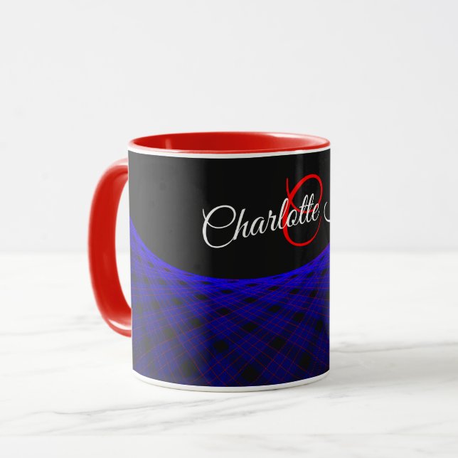 Caneca de Café com Tapete Geométrico Espacial (Frente Esquerda)