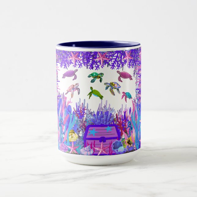 Caneca de café com tartaruga submarina (Centro)