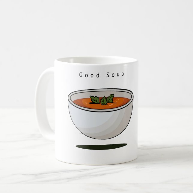 Caneca De Café Com tema de comida, bom meme de sopa,  (Frente Esquerda)