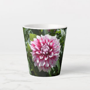 Caneca de Café com Tema Latte Dália Rosa