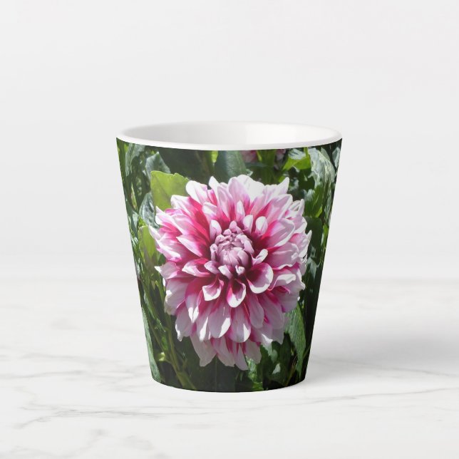 Caneca de Café com Tema Latte Dália Rosa (Frente)