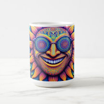 Caneca de café com temas hippies girassol