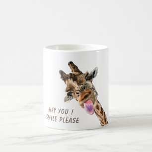 Caneca de Café com Texto Atraente e Girafa Engraça