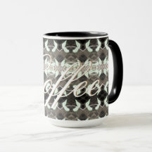 Caneca de Café com Texto Dourado