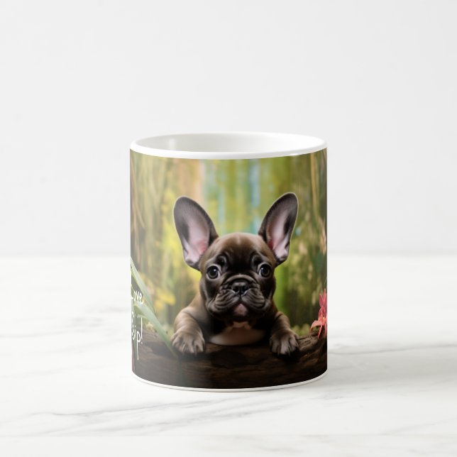 Caneca De Café Com texto personalizado, 🐶 filhote francês (Centro)
