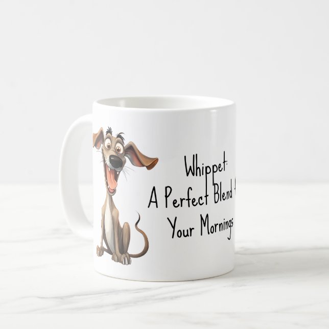 Caneca De Café Com texto personalizado, 🐶whippet louco 🤪 (Frente Esquerda)