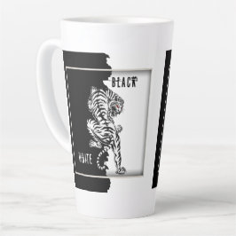 Caneca de café com tigre preto e branco
