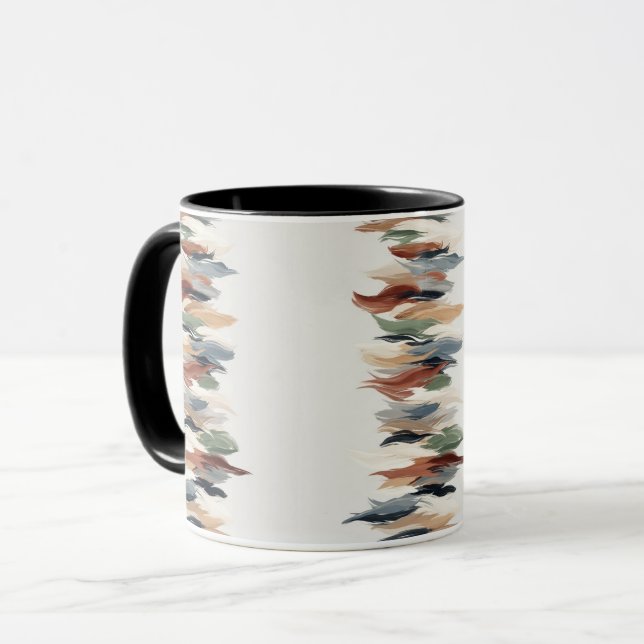 Caneca de Café com Traço de Pincel Vertical Abstra (Frente Esquerda)