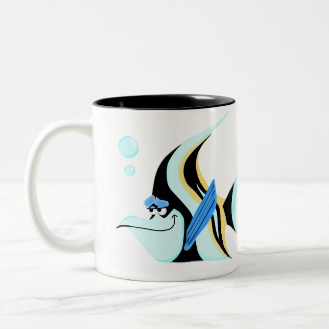 Caneca de café com um peixe anjo claro e sereno (Esquerda)