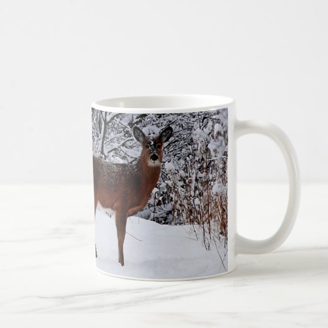 Caneca de Café com Veado de Cauda Branca na Neve d (Direita)