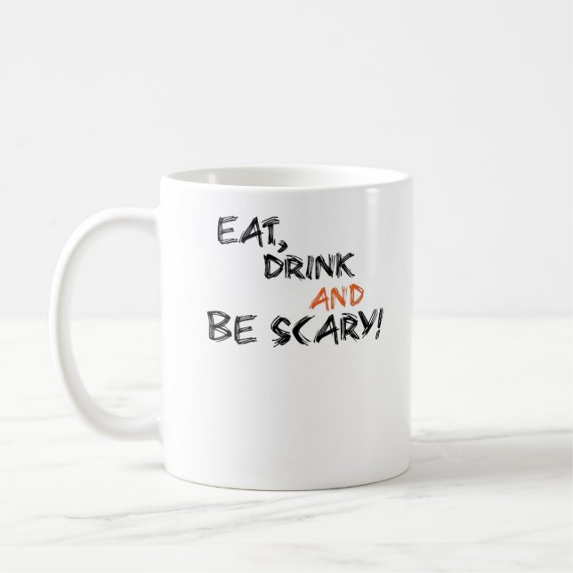 Caneca De Café Coma, Beba E Seja Assustador Clássico Retro (Esquerda)